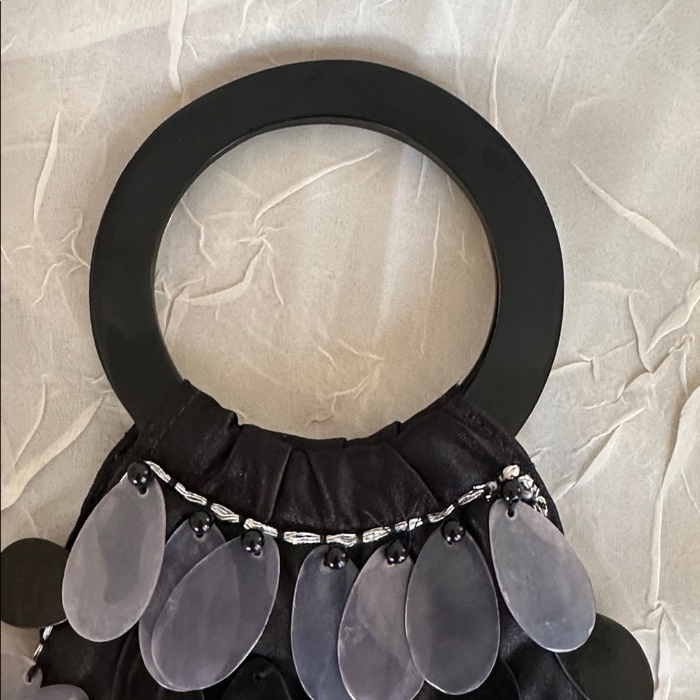 Genuine fun capiz shell purse bag black gray - Picture 5 of 10